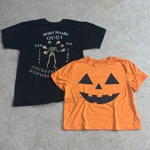 His and Hers Halloween Themed T-Shirts - Black and Orange